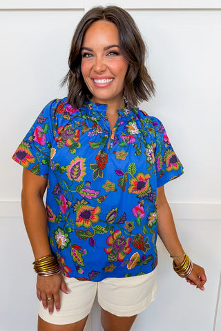 The Annabelle Blue Multi Floral Top