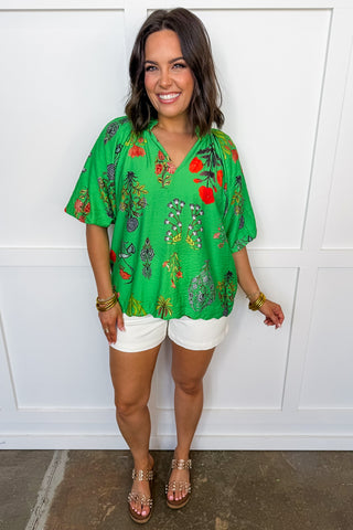 Fresh Cut Florals Blouse in Green