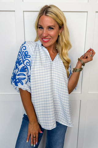 Picnic Perfect Gingham Top in Blue