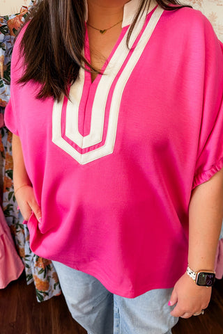 **PLUS ONLY** The Sarah Top in Pink