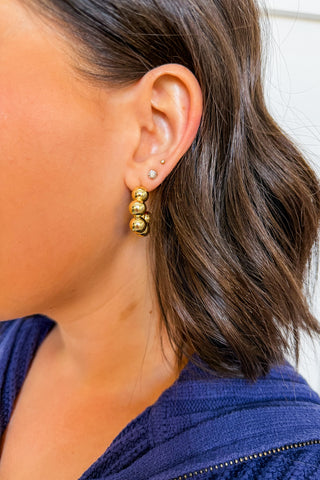 14k Hypoallergenic Gold Dipped Beaded Hoop Earrings