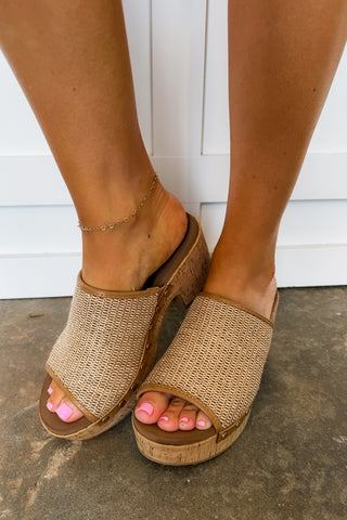 May I Help You Corkys Raffia Wedge Mule