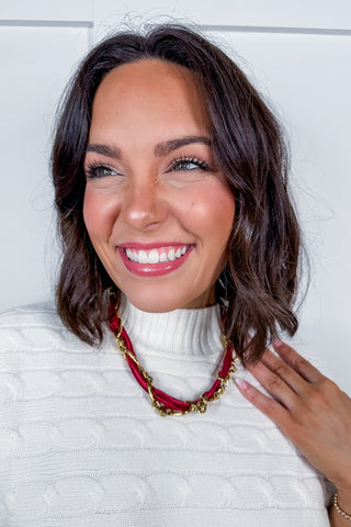 Don't Get It Twisted Maroon Necklace by Treasure Jewels