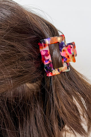Pink, Black, & Tortoise Multi Color Small Hair Claw Clip
