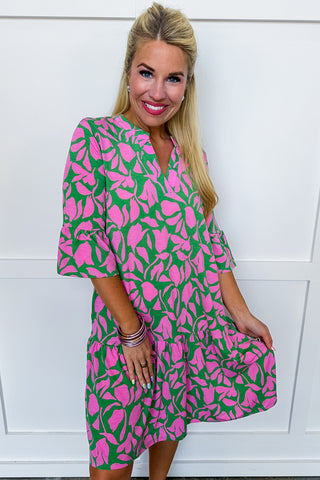 The Lizzy Sunday Dress in Green Floral