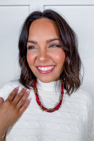 Don't Get It Twisted Maroon Necklace by Treasure Jewels