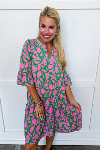 The Lizzy Sunday Dress in Green Floral