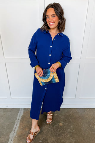 Dear Scarlett Evelyn Long Convertible Cardigan in Navy