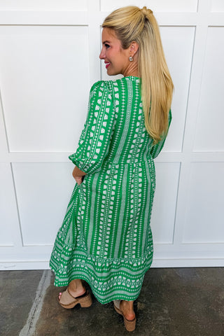 The Riley Heritage Stitch Green Midi Dress