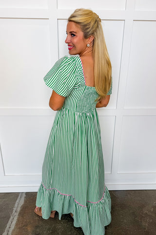 The Milena Dress in Green & White by Mary Square
