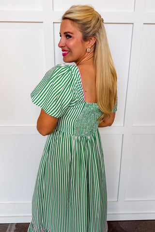 The Milena Dress in Green & White by Mary Square