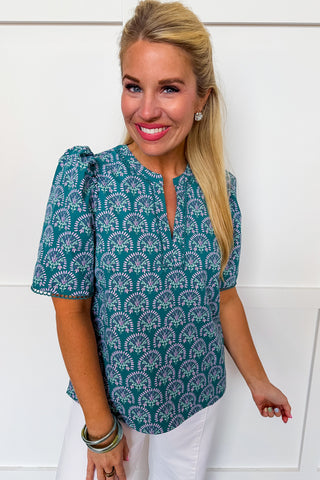 The Adelyn Top in Sun Shower Flora Ocean by Mary Square