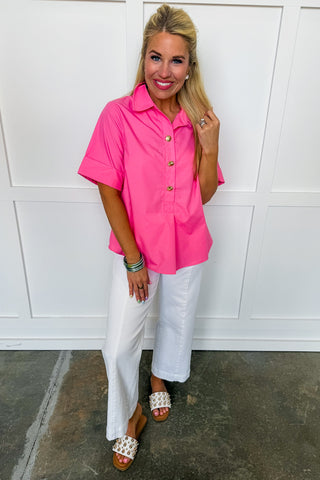 First Impressions Button Top in Pink