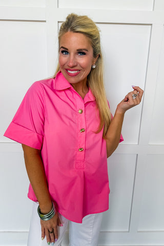 First Impressions Button Top in Pink