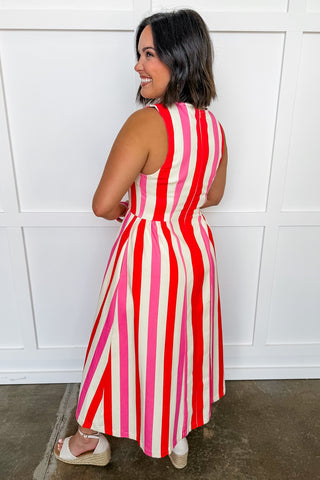 Bubblegum Breeze Stripe Midi Dress