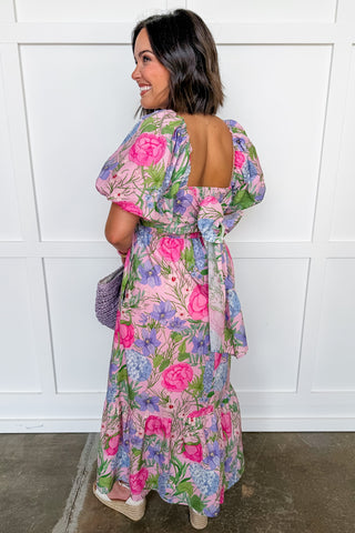 Bloom With Grace Midi Dress in Pink
