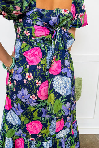 Bloom With Grace Midi Dress in Navy