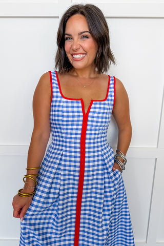All-American Gingham Midi Dress