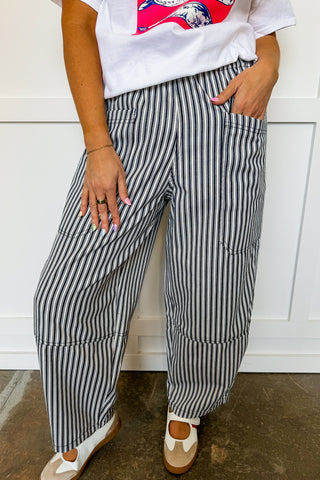 Stripes in Style Elastic Waist Pants