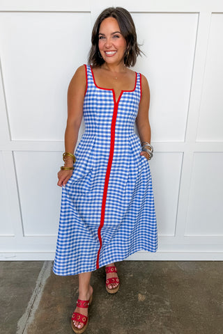 All-American Gingham Midi Dress
