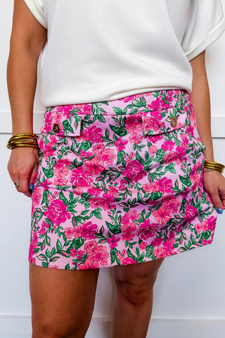 Tee Time Skort in Pink Multi Floral
