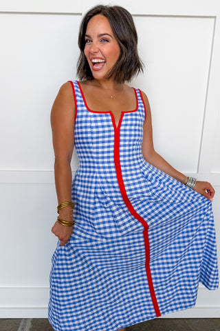 All-American Gingham Midi Dress