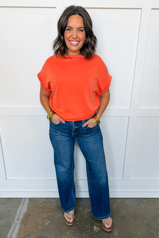 Luxe & Leisure Short Sleeve Top in Orange