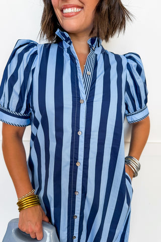 Stripe Me Pretty Midi Dress in Navy