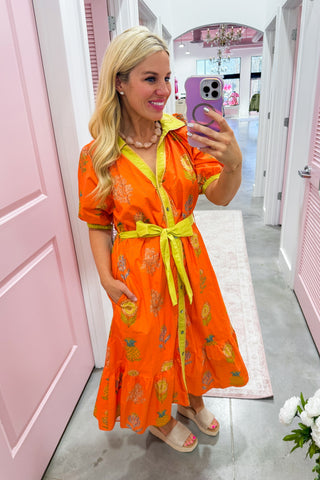 The Muse Tie-Waist Dress Tangerine