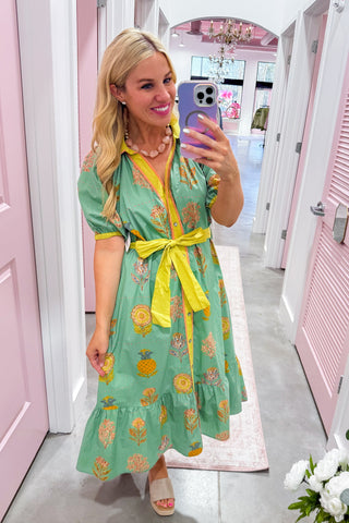 The Muse Tie-Waist Dress Mint Green