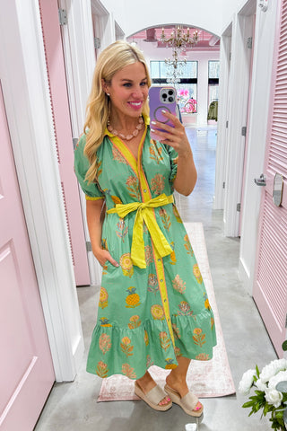 The Muse Tie-Waist Dress Mint Green