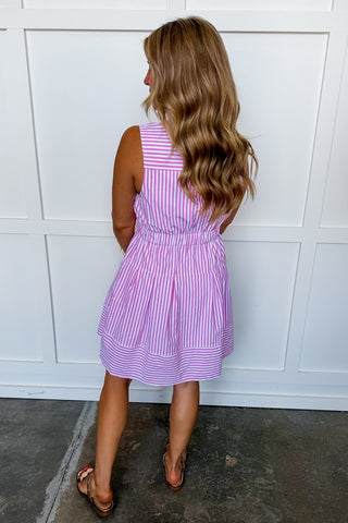 Better Days Pin Stripe Dress in Pink
