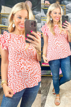 Load image into Gallery viewer, Capped Ruffle Sleeve Checkered Swirl Top