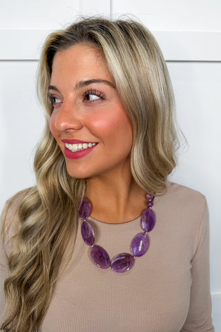 Worth The Applause Necklace In Purple