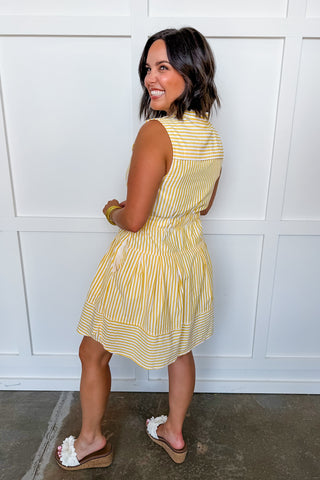 Better Days Pin Stripe Dress in Lemon