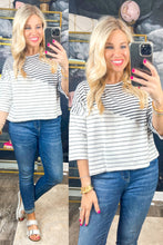 Load image into Gallery viewer, J&amp;J Original Cropped Black &amp; White Striped Top