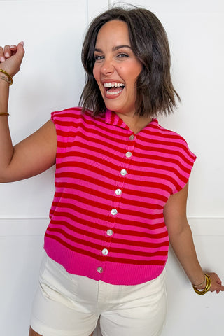 First Pick Stripe Knit Top in Pink