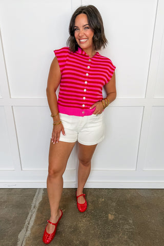 First Pick Stripe Knit Top in Pink