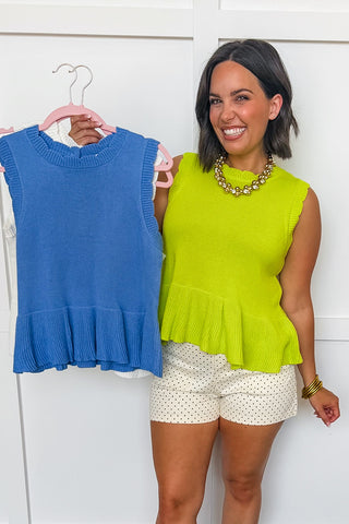 Sweetest Scalloped Reversible Knit Tank in Off White