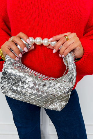 Silver Luxe Pearl Woven Bag