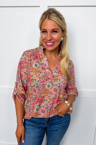 The Lizzy Top In Retro Floral