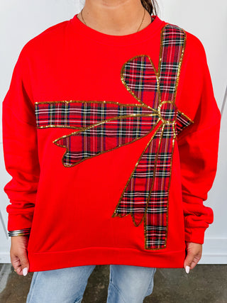 The Holly Plaid Bow Sweatshirt