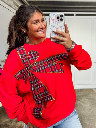 The Holly Plaid Bow Sweatshirt