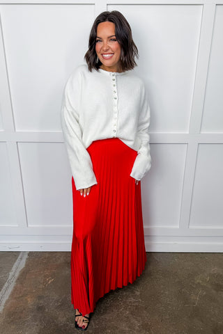 Red Romance Pleated Skirt