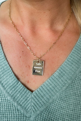Faith Over Fear Gold Pendant Necklace