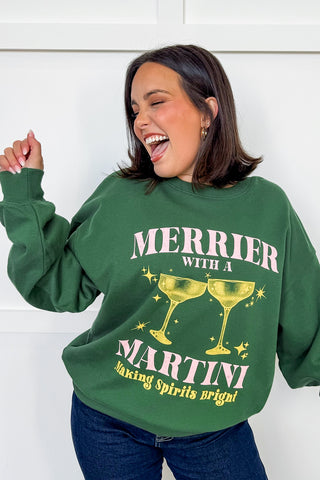 Merrier With A Martini Pullover Sweatshirt