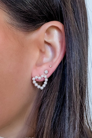 Pearl Heart Stud Earrings