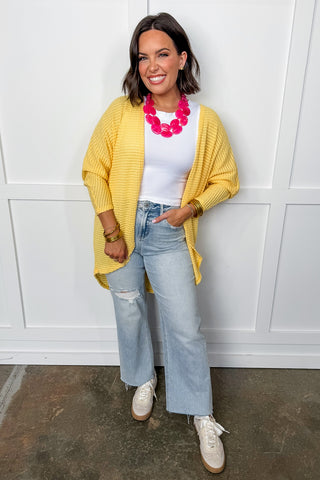 Spring Staples Cardigan In Butter Yellow