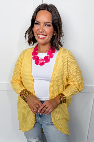 Spring Staples Cardigan In Butter Yellow