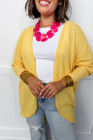 Spring Staples Cardigan In Butter Yellow